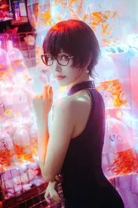 Coser Ely_eee as Reiko Kujirai B: Elegant Night Street Vibe with a Feline Friend-11