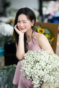 Pure Beauty of a Muse with Pink Lilies: A Peaceful Moment in Nature-9