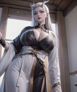 AI Generated Yong Sheng - Long Xuan: Captivating Silver-Haired Immortal with Elegant Deer Horns-5