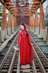 Graceful Red Ao Dai: A Timeless Blend of Vietnamese Tradition and Modernity.-0