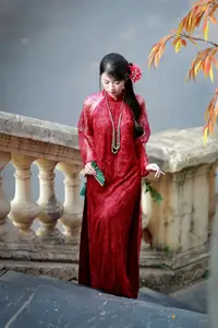 Graceful Red Ao Dai: A Timeless Blend of Vietnamese Tradition and Modernity.-5