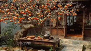 Persimmon Tree: A Symbol of Luck and Prosperity Cherished by Ancestors | 023108-2