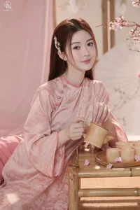Graceful Muse in Pastel Pink Traditional Silk-8