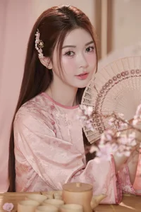 Graceful Muse in Pastel Pink Traditional Silk-6