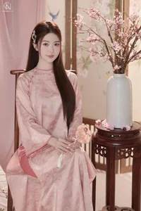 Graceful Muse in Pastel Pink Traditional Silk-2