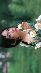 VGU No.173: Discover the serene beauty of a dreamy girl with white roses in the morning sun.-5