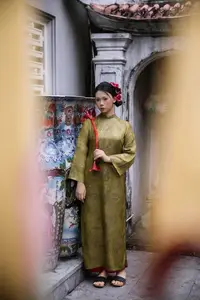 Graceful Vietnamese Ao Dai: Traditional Beauty Adorned with Red Calla Lilies-5