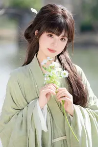 Asian Beauty: Sai Xi Xi Li Ma in Elegant Green Hanfu – YiTuYu Vol.8747 Collection-15