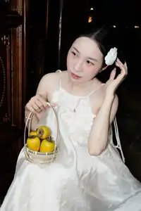 Ethereal Beauty: Woman in White Dress with Elegant Paper Umbrella at Night-4