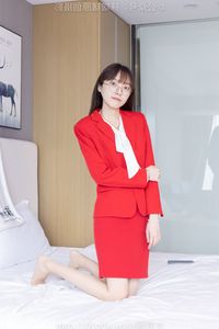 BoBoSocks No.557 Zhiyu: Elegant Chinese Model in Professional Red Suit & Glasses-0