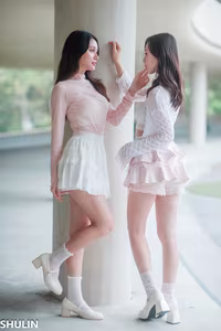 VGU No.75: Elegant Youthful Fashion A Charming Duo's Stylish Summer Look-5