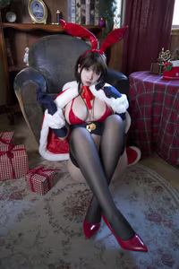 Coser Meroko: Mataro Bunny Girl's Seductive Christmas - Exclusive Photo Set-10