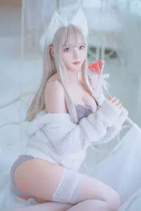 Coser Kurotia Kuro: Sweet Charm in Pure KEMOMIMI WHITE Lingerie (56P)-5