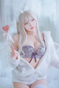 Coser Kurotia Kuro: Sweet Charm in Pure KEMOMIMI WHITE Lingerie (56P)-1