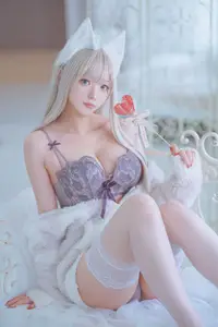 Coser Kurotia Kuro: Sweet Charm in Pure KEMOMIMI WHITE Lingerie (56P)-9