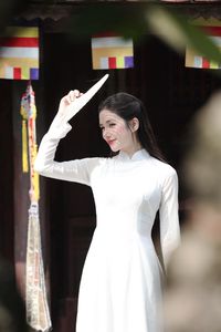 Elegant White Ao Dai: Capturing Graceful Vietnamese Traditional Beauty with a Radiant Smile-0