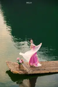 Traditional Vietnamese Beauty A Muse by the Ancient Lake Serene Charm-7