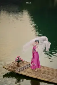 Traditional Vietnamese Beauty A Muse by the Ancient Lake Serene Charm-4
