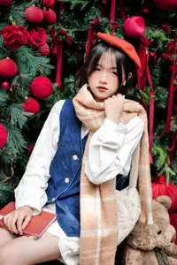 Cozy Christmas Reading: Young Woman and 'How to Win Friends' Book-8