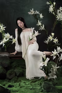 VGU No.34: Elegant Vietnamese Woman Amidst Pristine White Lilies-13