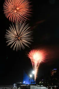 Spectacular Lunar New Year Fireworks Display: Celebrating the Year of the Horse with Vibrant Pyrotechnics and City Skyline Views-1