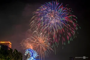 Spectacular Lunar New Year Fireworks Display: Celebrating the Year of the Horse with Vibrant Pyrotechnics and City Skyline Views-0