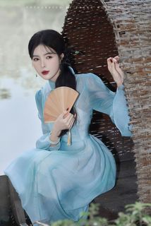 Captivating Traditional Portrait: Elegant Long-Legged Hot Girl in Dreamy Setting-9