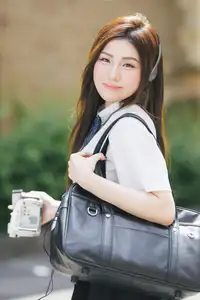 Charming Schoolgirl Embraces Street Style with Classic Uniform.-6