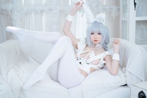 Alluring "Evil Bunny Girl" Cosplay in Pristine White.-1