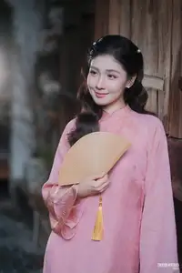 Serene Beauty of a Lady in Pink Traditional Dress with Spring Blossoms-19