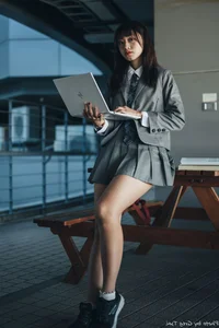Elegant Campus Fashion: Ruoying’s Sophisticated Urban Style at the University of Science and Technology Beijing (USTB) with Chic Black Stockings-20
