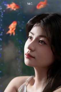 Dreamy Muse & Goldfish: Poetic Artistic Portrait-11