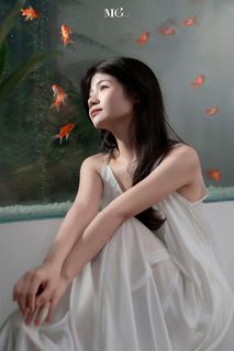 Dreamy Muse & Goldfish: Poetic Artistic Portrait-8