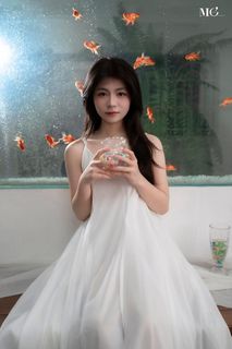 Dreamy Muse & Goldfish: Poetic Artistic Portrait-5