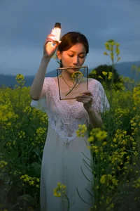 Ethereal Beauty: Xiao Yue Amidst Rapeseed Blooms in Art Language Vol.8948-27