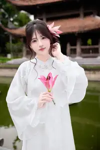 Elegant White Ao Dai with Pink Lotus Flower Embracing Cultural Heritage-1