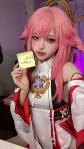 Yae Miko Genshin Impact Cosplay by Bao Zou Li Yu Wang Amidst Sakura Blossoms-7