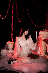 Elegant Red Dream Lolita Fashion Photography - YiTuYu Art Language Vol.9098 featuring Model A Tang-22