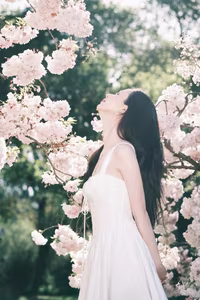 XVG No.37: Dreamy Young Woman Amidst Cherry Blossoms, Spring's Ethereal Beauty-5