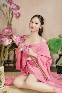 Graceful Young Woman in Pink with Lotus Flowers | Vietnamese Beauty Photo-8