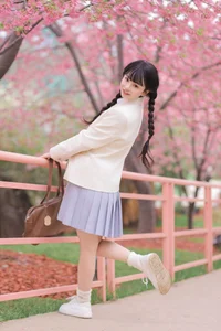 Dreamy Spring Aesthetic: Schoolgirl Style Under Cherry Blossoms - JK Uniform-21