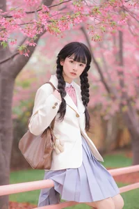 Dreamy Spring Aesthetic: Schoolgirl Style Under Cherry Blossoms - JK Uniform-13