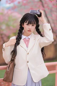 Dreamy Spring Aesthetic: Schoolgirl Style Under Cherry Blossoms - JK Uniform-9