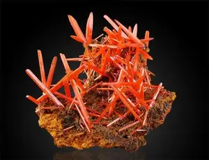 Discover Crocoite: The world's rarest brilliant orange-red mineral, a stunning crystal masterpiece-1