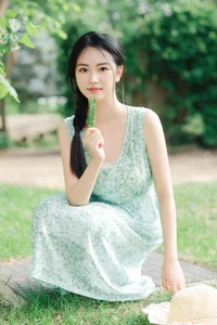 Elegant Summer Aesthetic Portrait Series: Art Language Vol.9364 featuring Model Bu Yao Zhang Rou in a Sweet Mint Breeze Setting-11