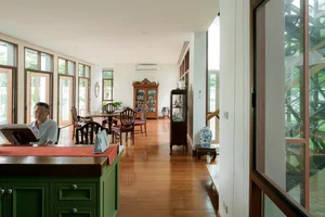 Modern Tropical 2-Story Home Design: The LP16 House Featuring North-South Ventilation, Private Pool, and Sustainable Wooden Louvers for Multi-Generational Living-4