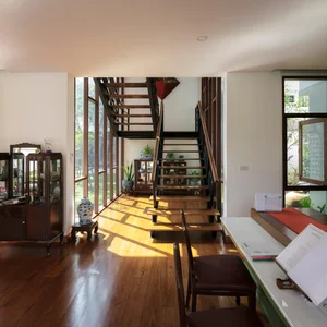 Modern Tropical 2-Story Home Design: The LP16 House Featuring North-South Ventilation, Private Pool, and Sustainable Wooden Louvers for Multi-Generational Living-17