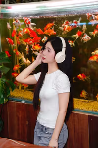 VGU No.124: Girl Reading Relaxing Amidst a Vibrant Aquarium-1