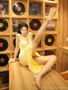 XiuRen No.10715: Li Shuang Er The Yellow Lace Dress Goddess, Pure Allure Amidst Vintage Charm-17