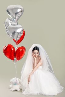 Coser Nnian LOVE Valentine's Special: Enchanting White Dress & Heart Balloons Photoshoot-6
